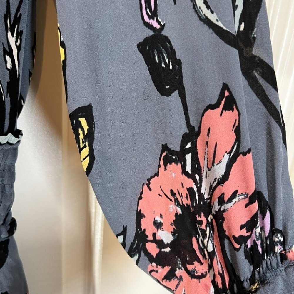 Ramy Brook Gray Blue Floral Milene Dress $465 - Picture 12 of 14